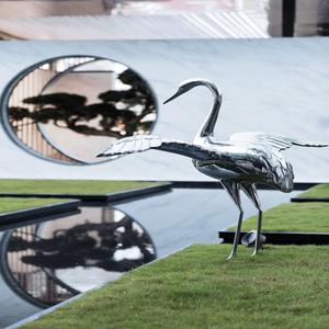 Hochwertige Tiermetalestatue Edelstahl-Kran-Skulptur für Outdoor-Dekoration - Product Image 5