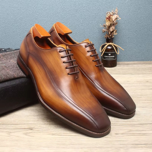 Zapatos de Vestir de Piel Auténtica para Hombre, con Punta en Pico, Sin Cordones, Transpirables, Elegantes, que Aumentan la Estatura, Impermeables - Product Image 1