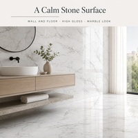 Carrelage en porcelaine brillant effet marbre blanc Carrara veiné, 600x1200 mm, poli, pour sol et mur.