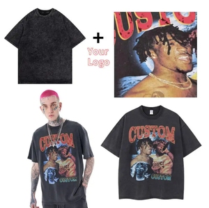 T-shirt da <span class=keywords><strong>uomo</strong></span> con motivo a banda e logo personalizzato, stampa logo, lavaggio vintage, vestibilità ampia, 100% cotone, alta qualità - Product Image 4