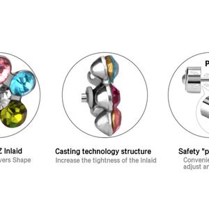 Pendientes de Moda Tipo Joyería, Pendientes de Acero Inoxidable con Forma de Flor, Pendientes Plateados para Niños - Product Image 5