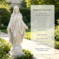 Sculpture de la Vierge Marie en marbre blanc brillant, statue artisanale de Notre-Dame de Grâce pour cimetière, chapelle, jardin, exposition