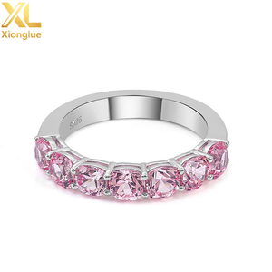 Bague de mariage éternelle en or massif 10, 14, 18 carats, personnalisée, avec diamant de laboratoire taille coussin VS, pour femme - Product Image 1
