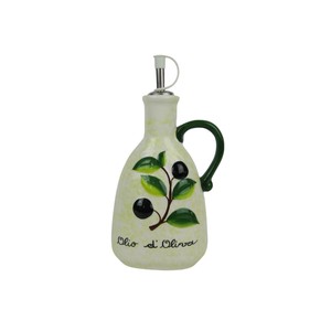 Bottiglie <span class=keywords><strong>in</strong></span> <span class=keywords><strong>Ceramica</strong></span> con Motivo a Oliva per Olio d'Oliva e Aceto con Coperchio - Product Image 3
