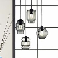 Lustre suspendu créatif en verre teinté, style rétro, LED, avec commande par bouton, pour restaurant, bar, hôtel, éclairage commercial