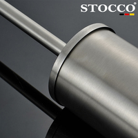 STOCCO Support mural pour brosse de toilette en acier inoxydable 304 avec doublure intérieure ronde brossée pour salle de bain et hôtel