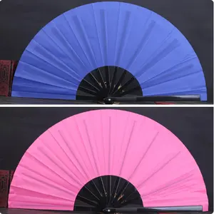 Chinese Martial Arts Kung Fu Handfan Tai Chi Dance Fan Plastic Podium Opvouwbare Ventilator Effen Kleur Fan