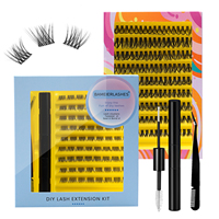 Kit de cils en grappe personnalisés, bande fine, en vrac, marque privée, faux cils en vison, kit d'extension de cils avec colle et miroir