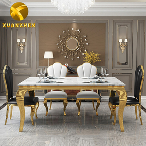 Bộ bàn ăn Xuân Trân chất lượng tốt giá rẻ sang trọng mạ vàng hiện đại, bàn ăn bằng đá cẩm thạch - Product Image 3