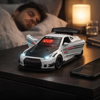 Wecker Weiß/Schwarz mit Realistischen Motor- und Lichteffekten für den Täglichen Gebrauch zu Hause, Hypercar-Legierungs-Sprühversion