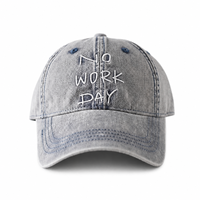 Casquette de baseball en coton sergé délavé style vintage, broderie personnalisée, NO WORK DAY, casquette Dad Hat non structurée à profil bas, casquette polo formelle, métal
