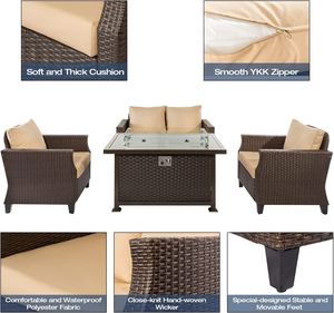 Vente en gros rotin en osier Patio extérieur 44 pouces 50000 coupe-vent perles de verre table de foyer - Product Image 2