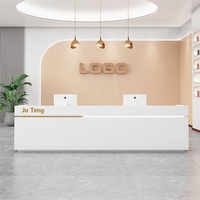 Comptoir de réception élégant et minimaliste en MDF ; Comptoir de caisse pour hôtel ou club d'entreprise ; Comptoir de bar pour salon de beauté