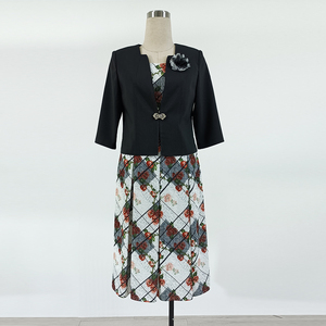 Direct Manufacturer Guangdong China Women's Business <b>Suits</b> Single <b>Button</b> Knitted Anti-Wrinkle Floral Pattern Church Wear - Product Image 4