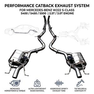 ระบบท่อไอเสียแบบ Catback พร้อมวาล์ว Vortex SS304 สำหรับรถยนต์ Mercedes-Benz S-Class W222 S400 S450 S500 2.5T 3.0T ปี 2014-2020 แบบติดตั้งได้โดยตรง รุ่นปรับแต่ง K - Product Image 1