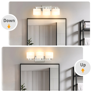 Modern Nordic 3-Light Indoor LED Wall-Mounted Recessed Vanity <strong>Lamp</strong> Frosted Glass <strong>Shades</strong> E26 Bulb Base Dimmable <strong>Bathroom</strong> Lighting - Product Image 3