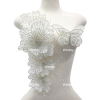 Vintage mariage mariée grand cristal coloré Applique Patch 3D fleur strass broche pour femme robes robe de bal