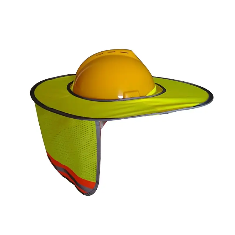 黄色の帽子ネックシェードヘルメットフルブリムハードハットcascos de seguridad industrial