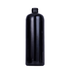 Bouteille en plastique ronde blanche et noire de 1000 ml avec couvercle à rabat, emballage pour shampoing et gel douche, bouteille de détergent transparente en PET de 1 L - Product Image 4