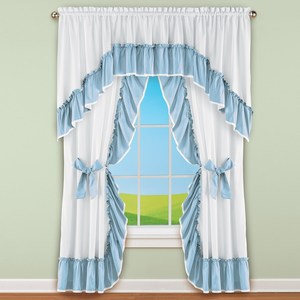 フリルエッジレーストリム 100% ポリエステル オールシーズン エレガント ウィンドウカーテン ドレープ タイバック付き プリンセスパネル - Product Image 4