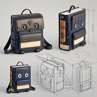 Sac ITA personnalisé à motif géométrique Fenêtre en PVC transparent Poignée unique en polyester Zip pour téléphone Jeu Télévision Radio Autres