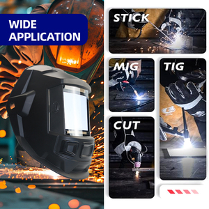 Casque de soudage solaire à obscurcissement automatique grand écran 3,94 " x 3,66 " à couleurs réelles, capot large à 4 capteurs pour soudage TIG MIG Arc - Product Image 2