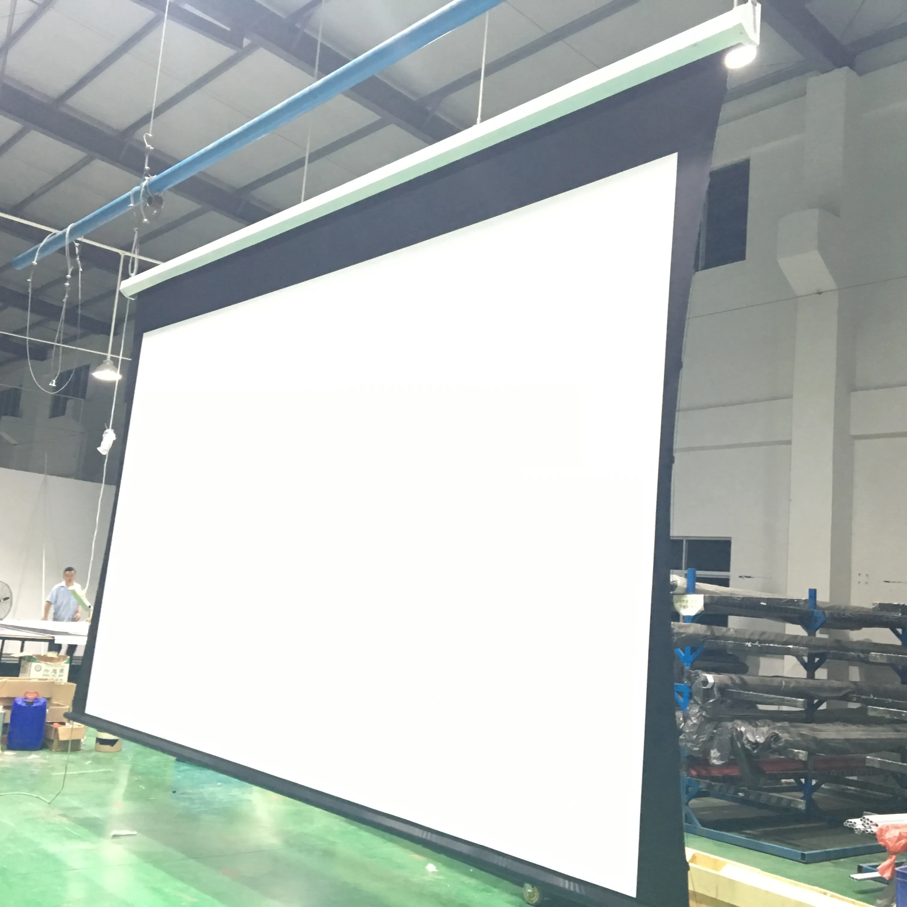 200 Inch hd Remote Control Tubular Motorized white fabric Tab Tension Projector Screen with Front Projection