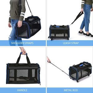 Ücretsiz örnek Pet tekerlekli haddeleme taşıyıcı çıkarılabilir tekerlekli seyahat taşıyıcısı evcil hayvanlar için up - Product Image 6