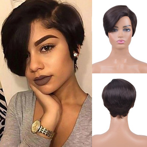 Perruque Courte Droite en <span class=keywords><strong>Cheveux</strong></span> Humains Indiens, <span class=keywords><strong>Coupe</strong></span> Pixie, Lace Frontale 13x4, 6 Pouces, Résistante à la Chaleur, Raie Latérale, pour Femmes Noires Américaines, Perruques Vierges - Product Image 2