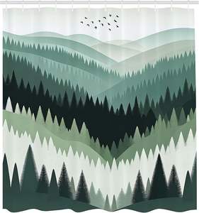 Bohème Nature thème <span class=keywords><strong>bois</strong></span> vallée <span class=keywords><strong>Jade</strong></span> tons moderne scandinave tissu tissu salle <span class=keywords><strong>de</strong></span> bain décor ensemble crochets bleu rideau <span class=keywords><strong>de</strong></span> douche - Product Image 5