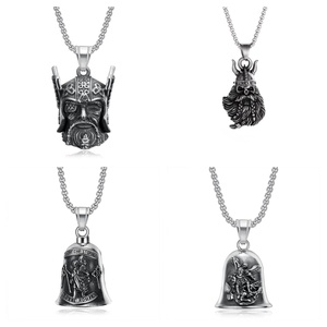 RFJEWEL Titane acier poli rétro les dieux nordiques <span class=keywords><strong>Cage</strong></span> diable équitation chanceux exorciste cloche - Product Image 1