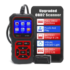 CE Certified Red AT500 OBD2 Scanner Plastic Analyzer with Screen Display for All Cars and 12V Trucks