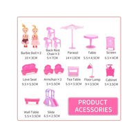 Jinying 2 étages famille bricolage villa maison jouets en plastique mini filles maisons de poupée jouet meubles miniature maison de poupée jouets