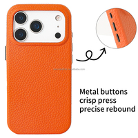 Étui en cuir véritable de qualité supérieure à texture litchi pour iPhone 18 Pro Max tous modèles, housse de protection anti-chute