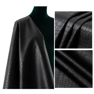 Alligator Skin Rayon Backing 0.6MM Crocodile Pu Leather Fabric For Garment