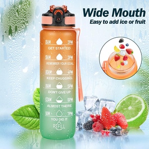 Bouteille d'eau motivante 1L, gourde de sport dégradée avec marqueur de temps, 32oz, logo personnalisé, paille rabattable, gourde spatiale pour la gym, le fitness en extérieur - Product Image 3