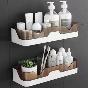 Organizzatore di mensole doccia adesive per bagno a parete a doppio strato per lavanderia in plastica