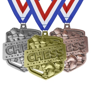 Medaglia per Competizioni di Scacchi Oro Argento Bronzo 123° Posto Premio Scuola Club Rilievo in Fusione Pressionata Logo Personalizzato Vendita all'Ingrosso - Product Image 1