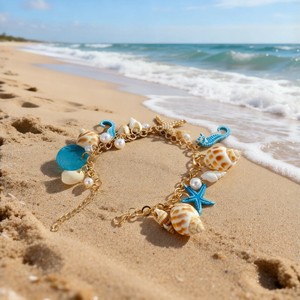 สร้อยข้อมือจี้รูปปลาดาวและหอยสังข์สไตล์รีสอร์ทริมชายหาดขายดีช่วงซัมเมอร์ข้ามพรมแดน  เครื่องประดับสร้อยข้อมือรูปม้าน้ำสไตล์ทะเล - Product Image 2