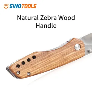 Customizable Jungle Outdoor Hunter Small 8Cr13MoV Carbon Steel Wood Handle Fold Hunting Knife