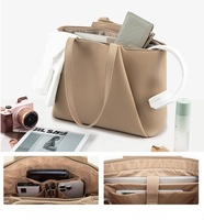 Sac fourre-tout élégant pour femme en cuir PU imperméable brodé, grand format, 2 pièces, pour ordinateur portable et téléphone, collection Printemps 2026 – Qualité supérieure