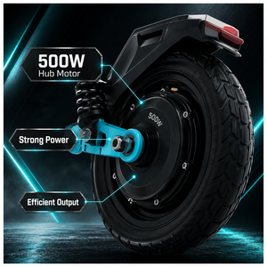 สกู๊ตเตอร์ไฟฟ้าพับได้ 500W Brushless App 48V 13Ah ระยะไกล ระบบกันสะเทือนแบบสปริง ยางลม 9 นิ้ว กันน้ำ สำหรับการเดินทางระยะไกล - Product Image 3