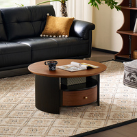 Ensemble table basse et meuble TV rond vintage Quanu DW1360, table basse de style vintage pour salon