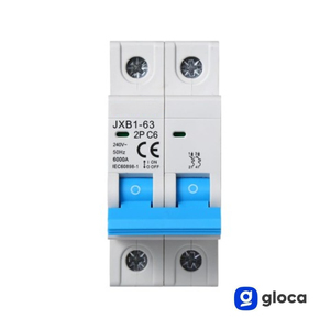 Gloca เบรกเกอร์อัตโนมัติ2P C6 6A 250V 6KA DIN MOUNT JXB1-63 - Product Image 3