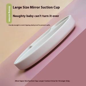 Vaisselle classique pour bébé Ventouse en silicone de qualité alimentaire intégrée Disque ovale fendu pour apprendre à manger Assiette à dîner pour bébé en gros - Product Image 4