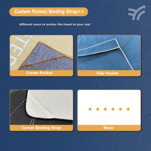 Tapis de yoga chaud en microfibre personnalisé antidérapant avec points en silicone et sangles élastiques aux coins - Product Image 5