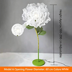 Flor de Peonía Eléctrica de Gran Tamaño, 60 cm de Diámetro, Apertura/Cierre Automático Mecánico, Organza, Estilo Europeo, para Bodas y Eventos Florales - Product Image 4