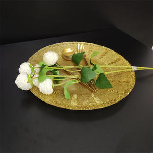 Vente en gros de meubles de salle à manger de luxe, plaque de verre <span class=keywords><strong>creuse</strong></span> dorée pour fête de mariage, décoration design moderne en or - Product Image 6