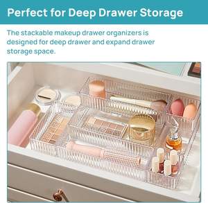 New 7 PCS <b>Clear</b> Plastic <b>Drawer</b> Organizers Set 4 Size Makeup Vanity <b>Drawer</b> Divider Organizer Trays Acrylic Bathroom Storage Bins - Product Image 6