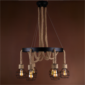 Américain country salle à manger bar chanvre corde suspension lampe vintage bar salon de thé café <span class=keywords><strong>Grenade</strong></span> fer avec ficelle E27 lustre - Product Image 1